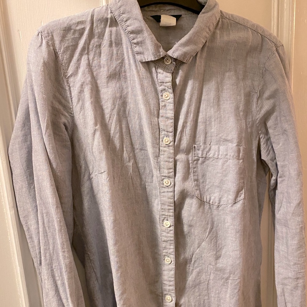 J. Crew Linen Cotton Button Down in Blue